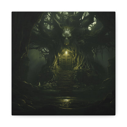 Mystical Forest Canvas Wall Art, Fantasy Decor, Enchanted Home, Gift for Nature Lovers, Dark Aesthetic Room Decor, Gothic Artwork
