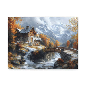 Autumn Landscape Canvas Art Print, Rustic Home Decor, Wall Artwork, Gift for Nature Lovers, Cozy Cabin Vibe, Fall Decor