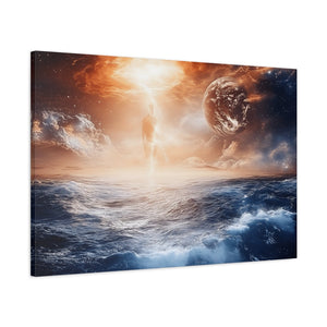 Stretched Canvas Art Print, Cosmic Waves, Space Decor, Modern Wall Art, Galactic Home Decor, Dreamy Ocean Art