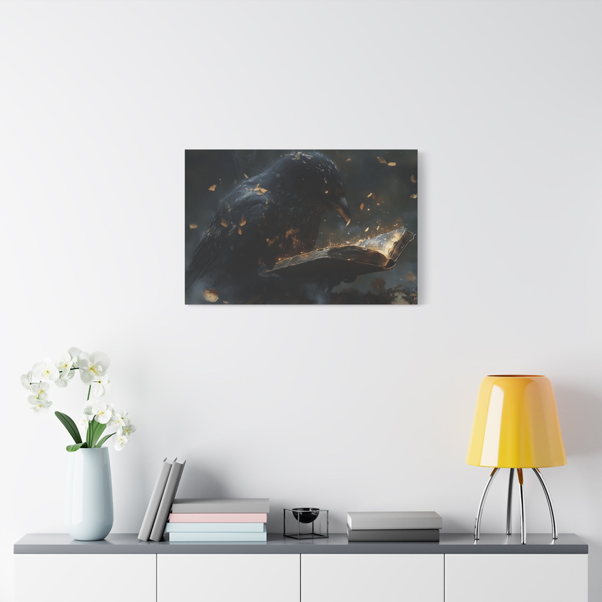 Mystical Raven Canvas Art Print, Gothic Wall Decor, Witchy Home Aesthetic, Unique Gift, Dark Fantasy Decoration
