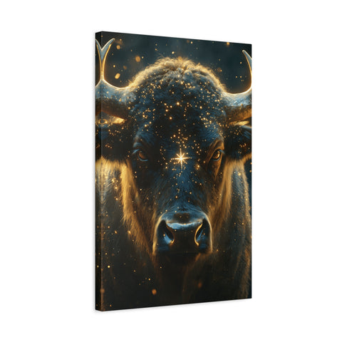 Cosmic Bull Canvas Art, Wall Décor, Home Office Artwork, Unique Gift, Rustic Vibe, Animal Lover Decor