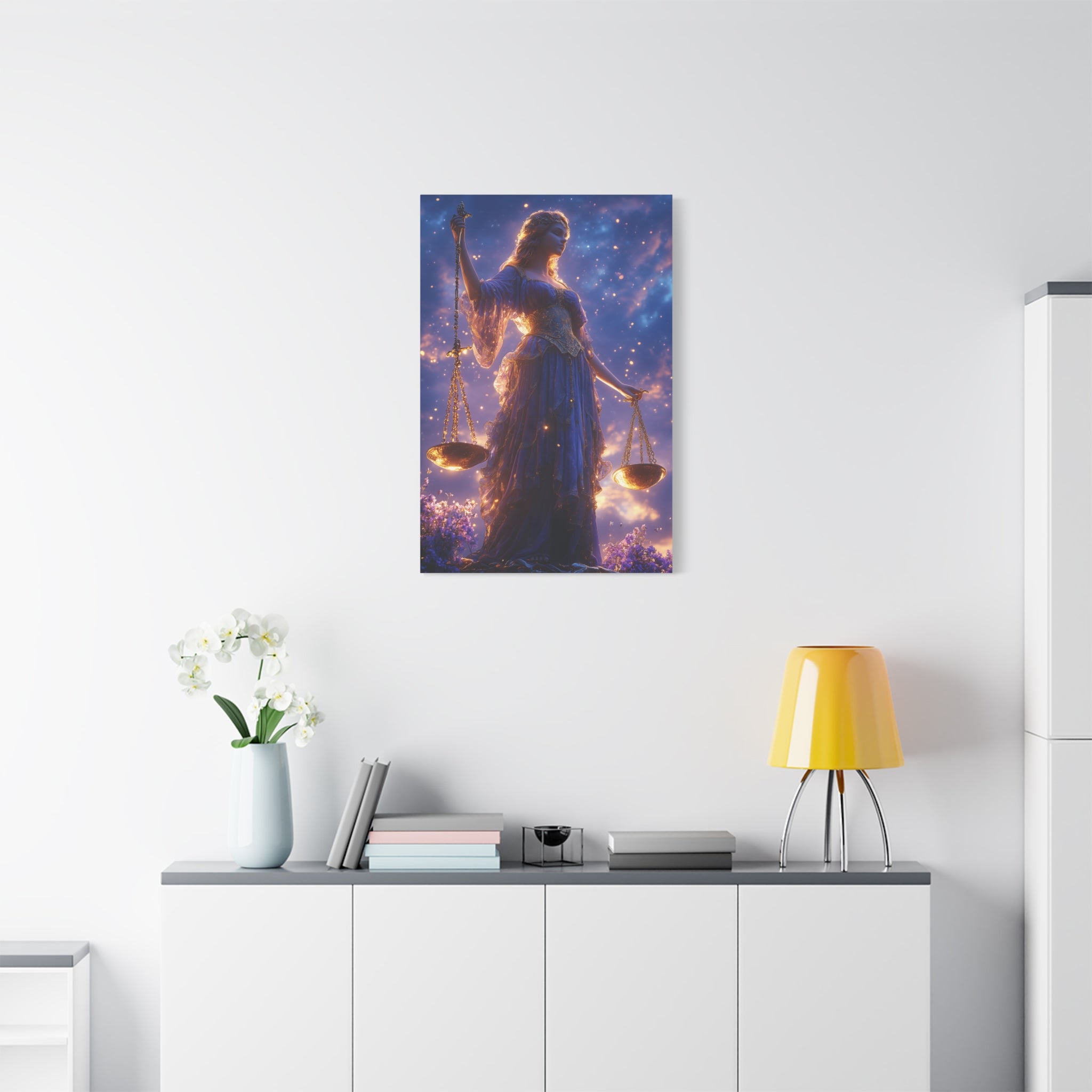 Elegant Justice-Themed Canvas Art Print, Inspirational Home Decor, Perfect Gift for Law Students, Libra Decor, Goddess of Justice Wall Art
