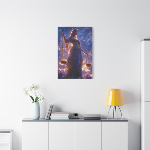 Elegant Justice-Themed Canvas Art Print, Inspirational Home Decor, Perfect Gift for Law Students, Libra Decor, Goddess of Justice Wall Art