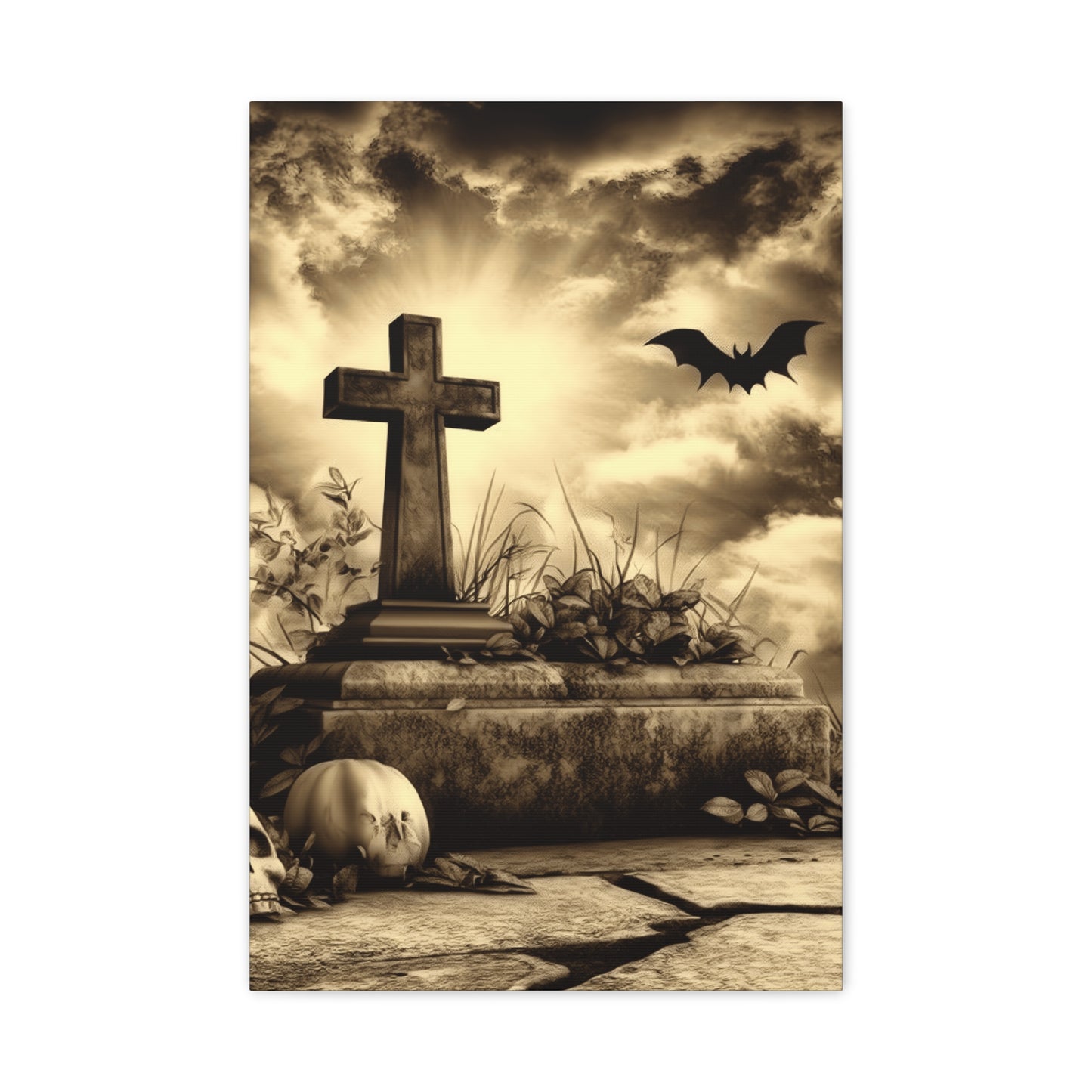 Gothic Halloween Wall Art, Perfect for Home Decor, Spooky Aesthetic, Graveyard Scene, Autumn Decor, Haunted House