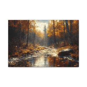 Autumn Landscape Canvas Wall Art, Cozy Fall Decor, Nature Print for Home, Rustic Living Room Artwork, Gift for Nature Lovers