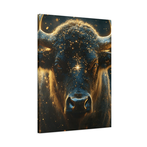 Cosmic Bull Canvas Art, Wall Décor, Home Office Artwork, Unique Gift, Rustic Vibe, Animal Lover Decor