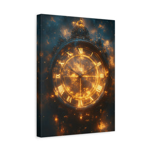 Ethereal Clock Canvas Wall Art, Timeless Décor, Night Sky Art, Galactic Home Décor
