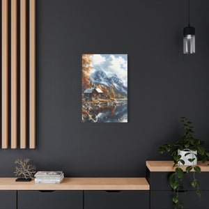 Serene Landscape Canvas Wall Art, Nature Decor, Fall Aesthetic Home Decor, Cozy Cabin Artwork, Mountain Scene Print