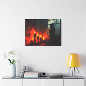 Spooky Halloween Canvas Print, Witch Decor, Haunted House Art, Creepy Wall Art, Fall Home Decor