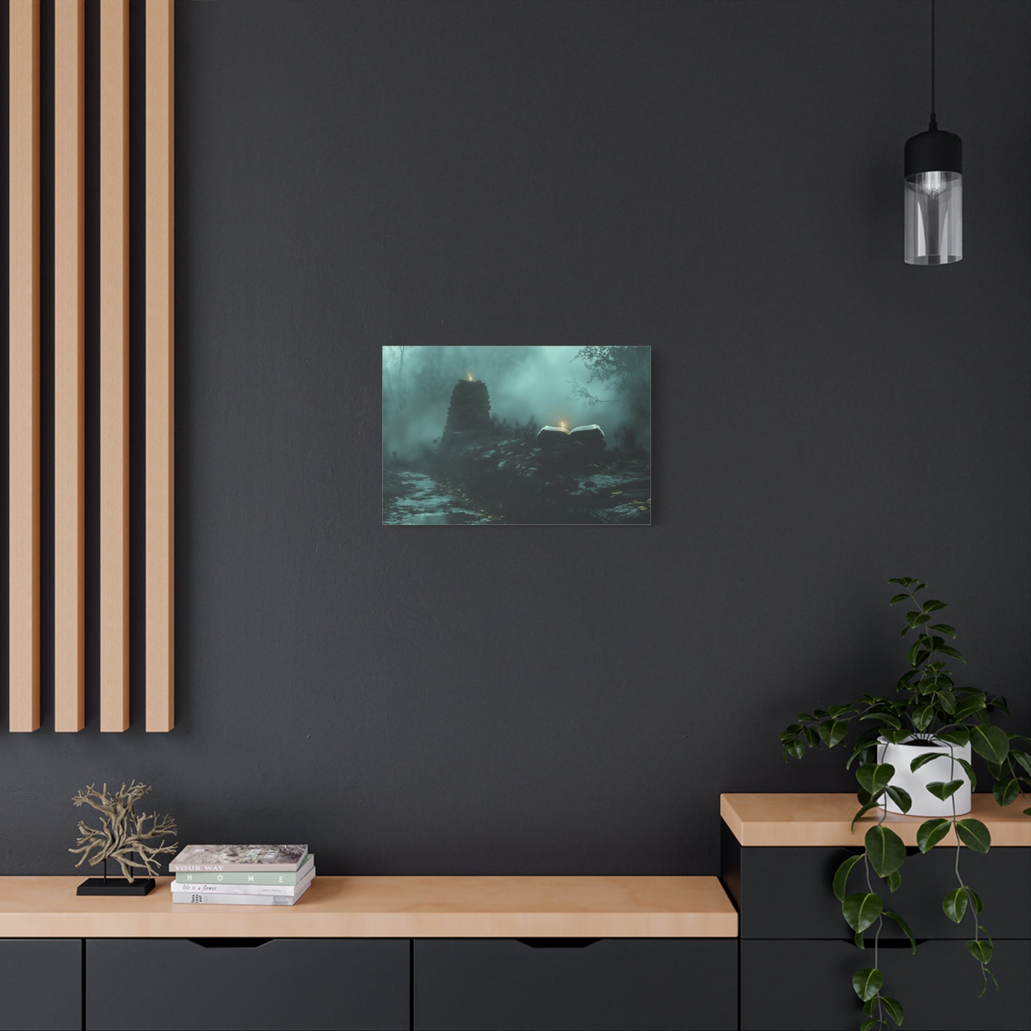 Mystical Book Canvas Art, Enigmatic Wall Decor, Fantasy Themed Home Decor, Gift for Book Lovers, Unique Art Piece, Wall Art for Halloween