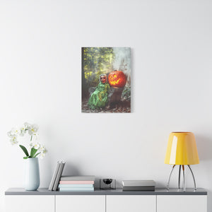 Spooky Halloween Canvas Art, Halloween Decor, Wall Art, Frightening Artwork, Fall Decorations, Pumpkin Queen