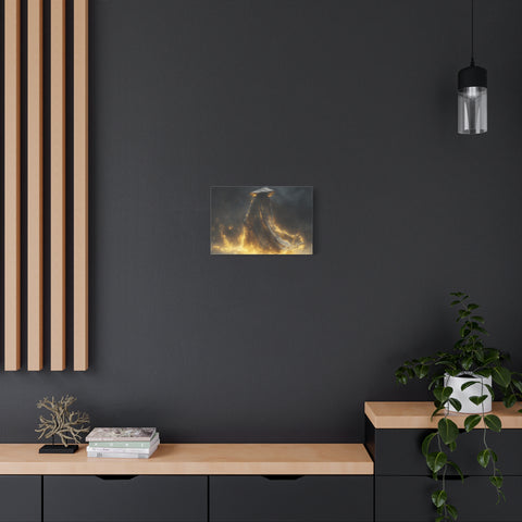 Canvas Wall Art, Fantasy Decor, Wizard Artwork, Fire Theme, Mystical Home Accent
