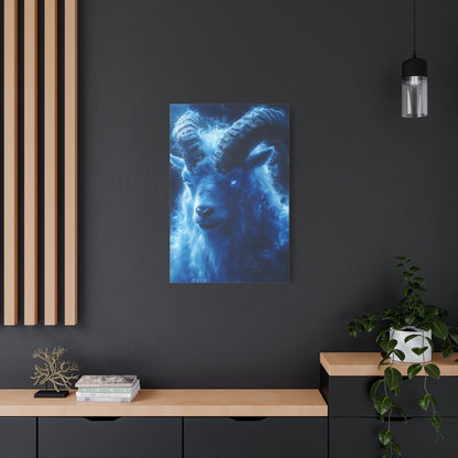 Majestic Blue Ram Canvas Print, Animal Wall Art, Home Decor, Gift for Nature Lovers, Unique Art Piece