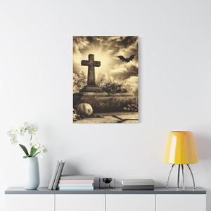 Gothic Halloween Wall Art, Perfect for Home Decor, Spooky Aesthetic, Graveyard Scene, Autumn Decor, Haunted House