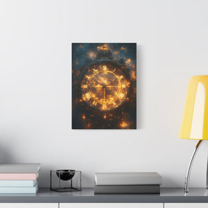 Ethereal Clock Canvas Wall Art, Timeless Décor, Night Sky Art, Galactic Home Décor