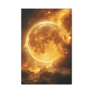 Golden Moon Canvas Wall Art, Celestial Décor for Dreamy Spaces, Perfect for Home, Gift Ideas, Wall Decorations, Astrophotography