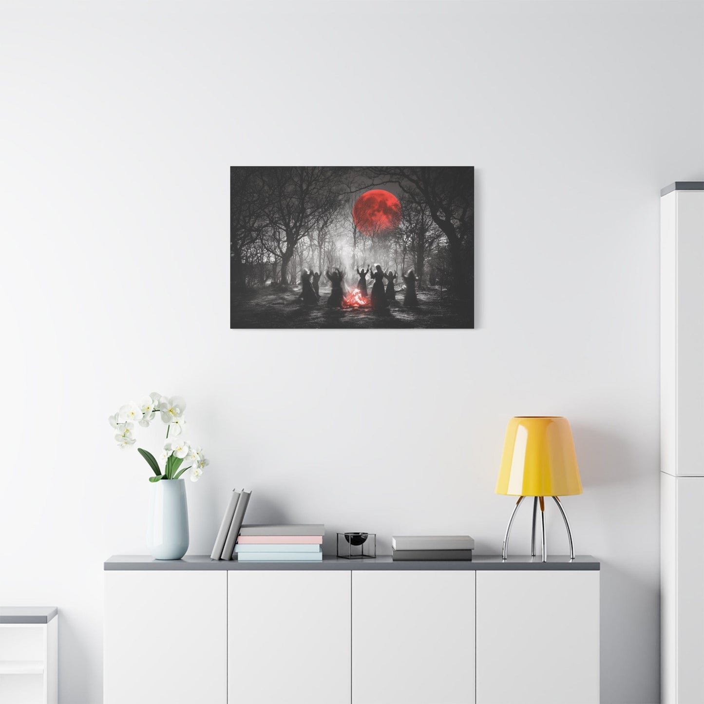 Eerie Witchcraft Wall Art, Dark Aesthetic Poster, Halloween Decor, Gothic Home Design, Spooky Canvas Wall Hanging