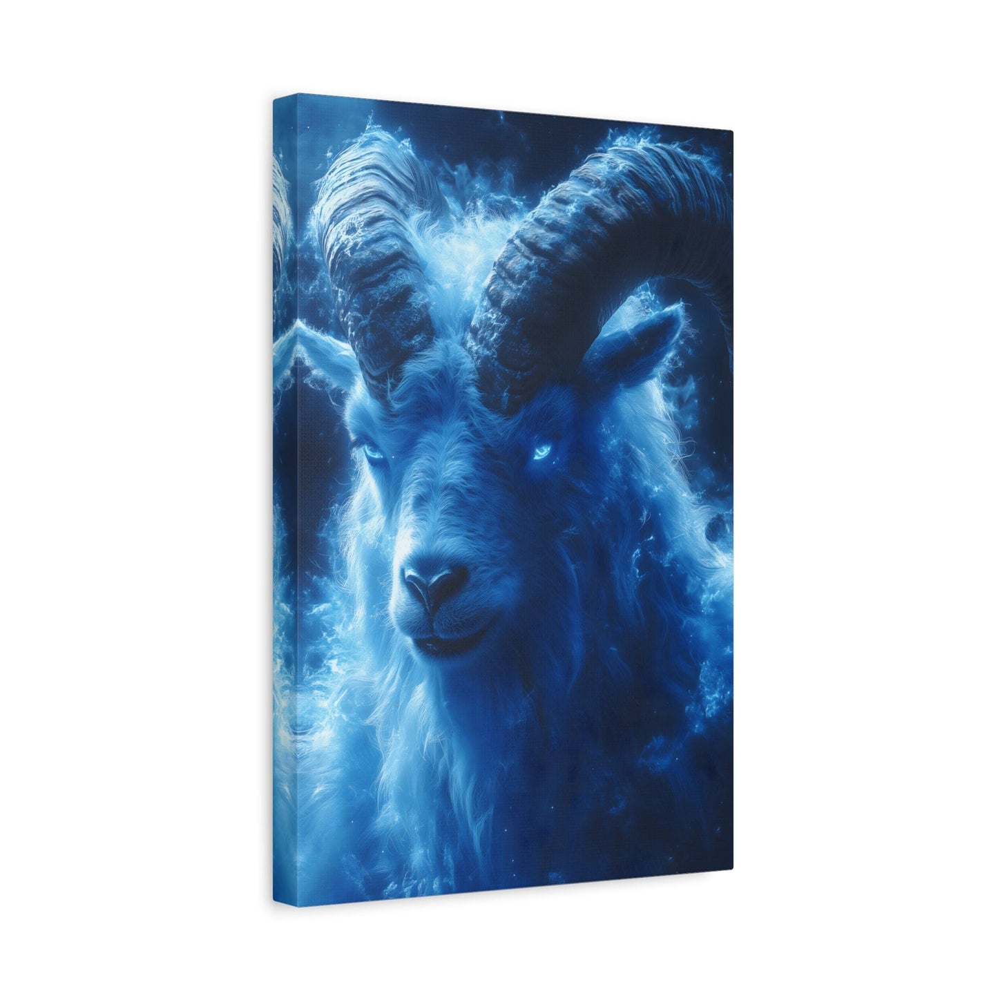 Majestic Blue Ram Canvas Print, Animal Wall Art, Home Decor, Gift for Nature Lovers, Unique Art Piece