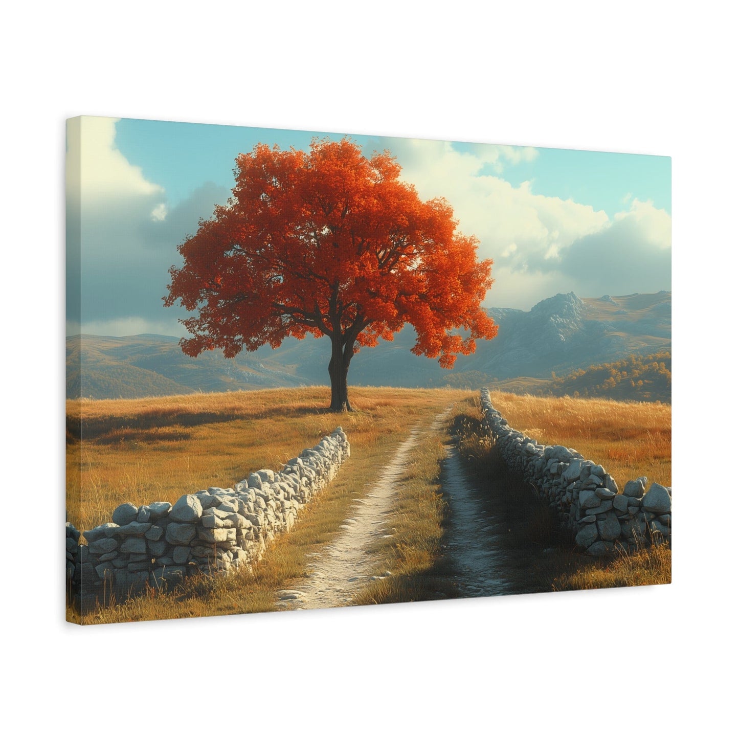 Vibrant Landscape Canvas Art, Nature Wall Decor, Red Tree Print, Home Decor, Gift for Nature Lovers