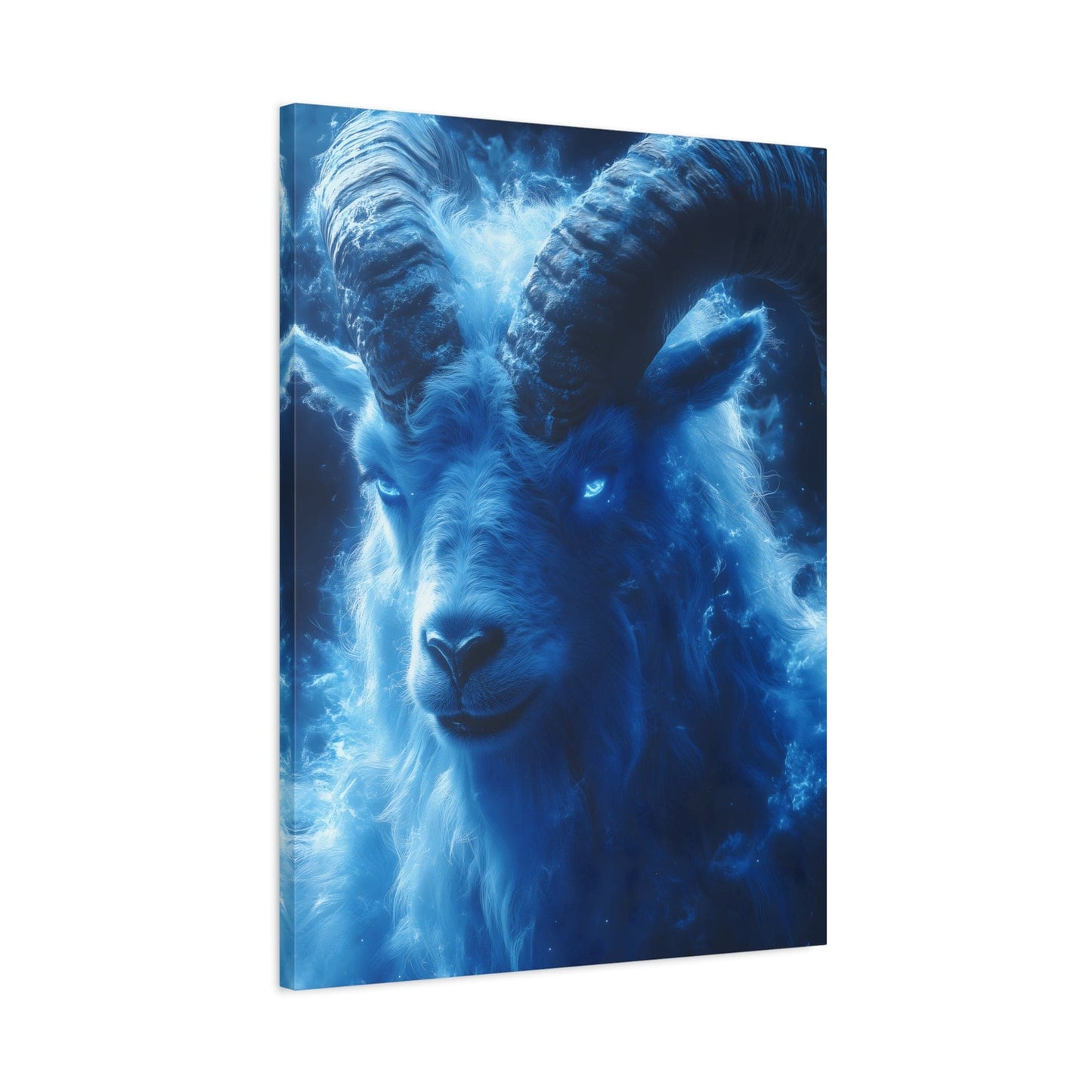 Majestic Blue Ram Canvas Print, Animal Wall Art, Home Decor, Gift for Nature Lovers, Unique Art Piece