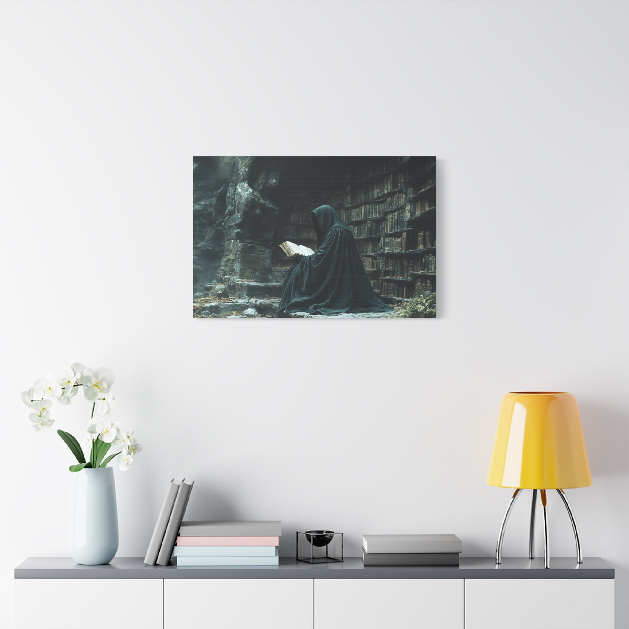 Mystical Reading Wall Art, Canvas Print for Book Lovers, Cozy Home Decor, Fantasy Artwork, Perfect Gift for Readers