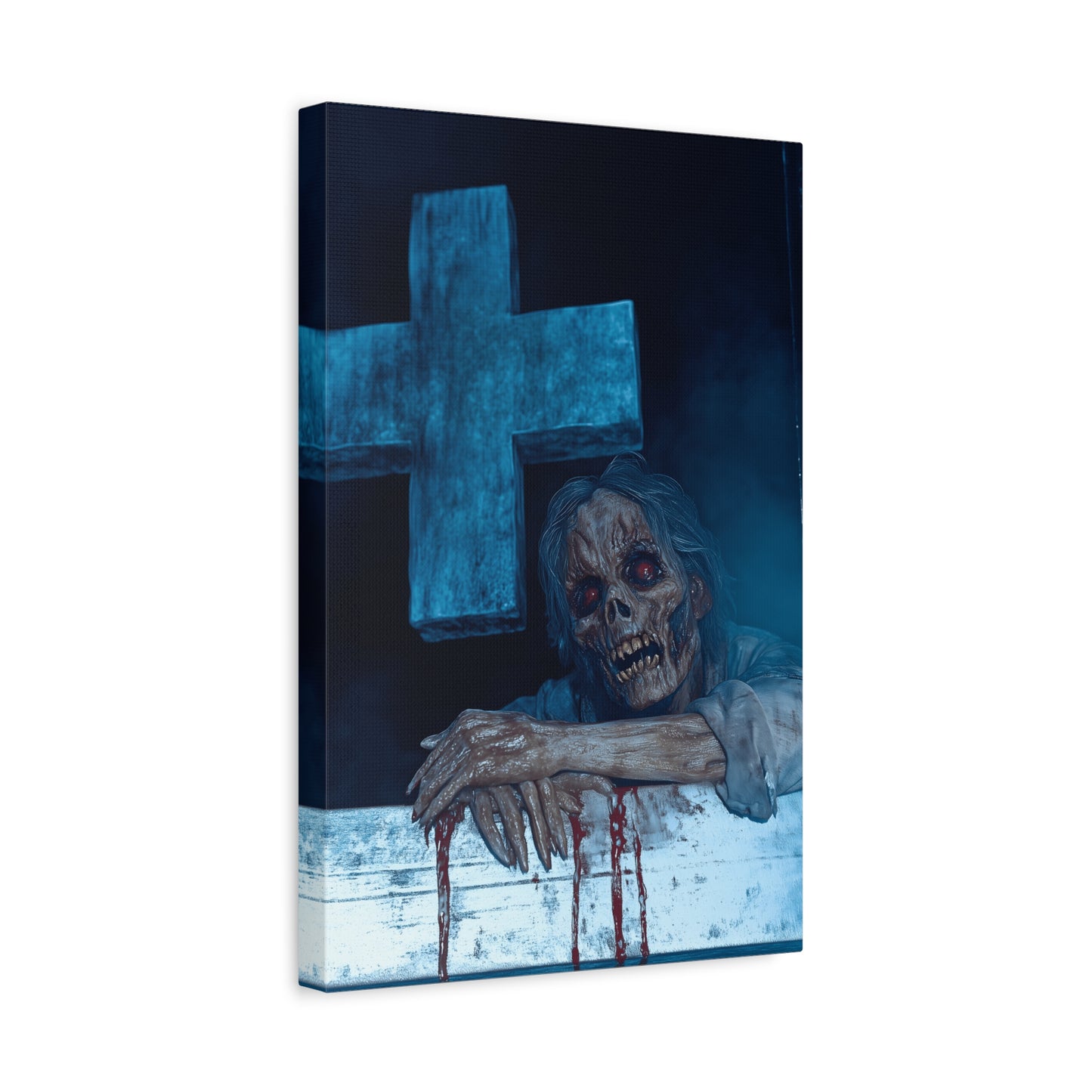 Macabre Zombie Wall Art Canvas, Horror Home Decor, Spooky Room Decoration, Unique Halloween Gift, Creepy Artwork for Living Room