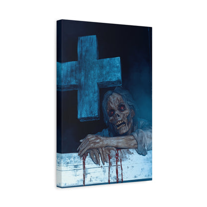 Macabre Zombie Wall Art Canvas, Horror Home Decor, Spooky Room Decoration, Unique Halloween Gift, Creepy Artwork for Living Room