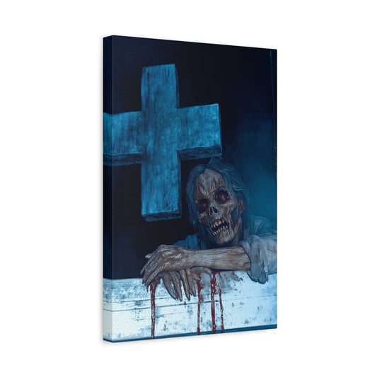 Macabre Zombie Wall Art Canvas, Horror Home Decor, Spooky Room Decoration, Unique Halloween Gift, Creepy Artwork for Living Room