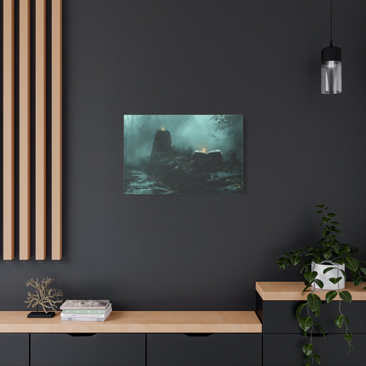 Mystical Book Canvas Art, Enigmatic Wall Decor, Fantasy Themed Home Decor, Gift for Book Lovers, Unique Art Piece, Wall Art for Halloween