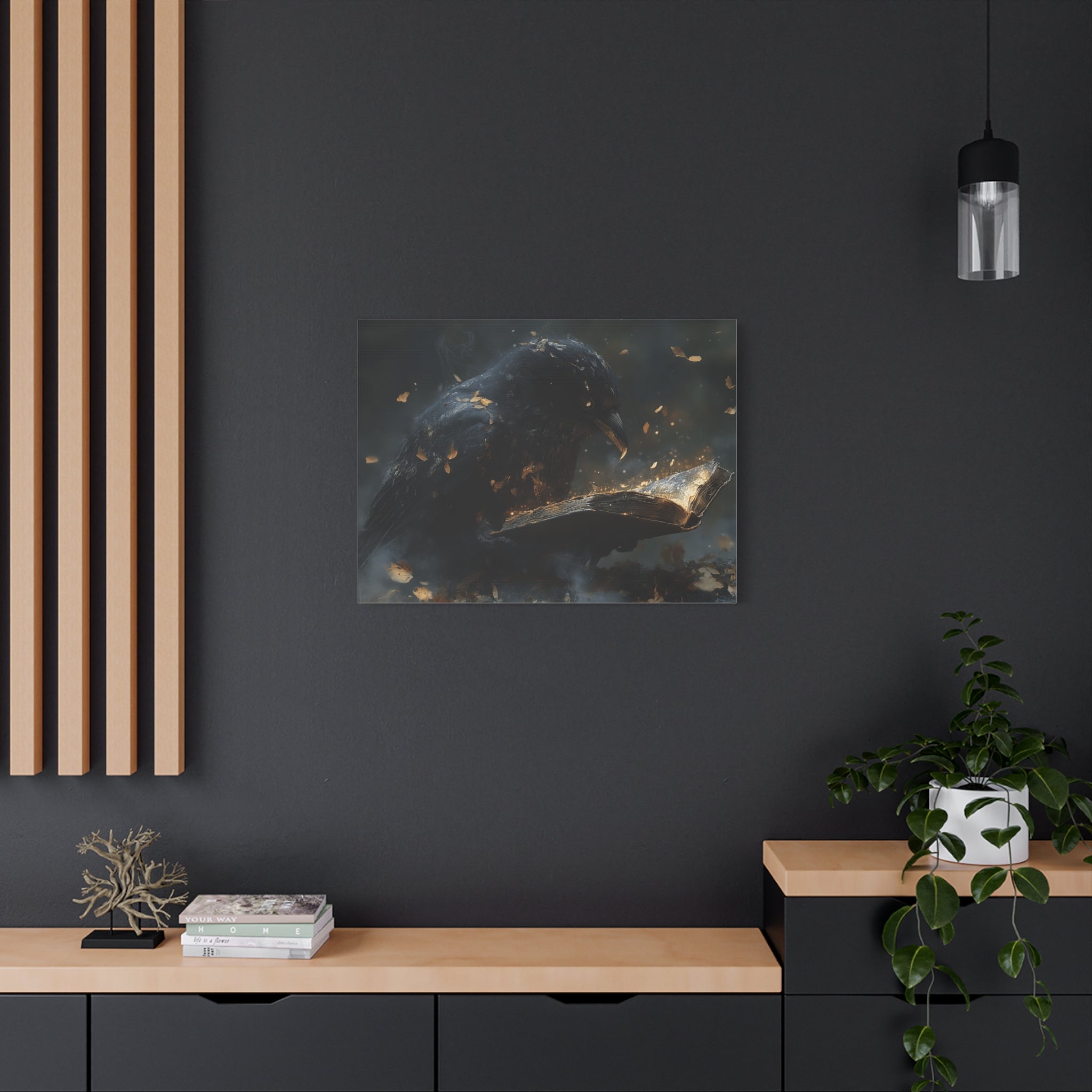 Mystical Raven Canvas Art Print, Gothic Wall Decor, Witchy Home Aesthetic, Unique Gift, Dark Fantasy Decoration