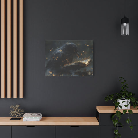 Mystical Raven Canvas Art Print, Gothic Wall Decor, Witchy Home Aesthetic, Unique Gift, Dark Fantasy Decoration