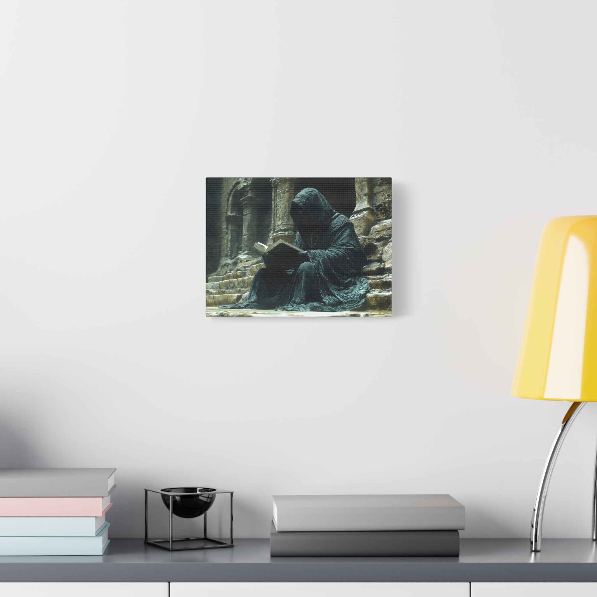 Mystical Monk Stretched Canvas Art, Dark Fantasy Wall Decor, Esoteric Home Decor, Unique Gifts for Art Lovers, Spiritual Artwork