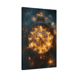 Ethereal Clock Canvas Wall Art, Timeless Décor, Night Sky Art, Galactic Home Décor