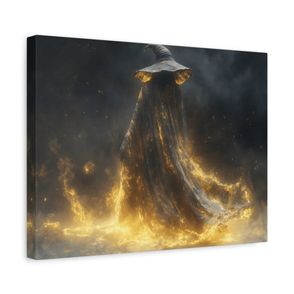 Canvas Wall Art, Fantasy Decor, Wizard Artwork, Fire Theme, Mystical Home Accent