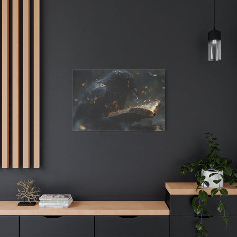 Mystical Raven Canvas Art Print, Gothic Wall Decor, Witchy Home Aesthetic, Unique Gift, Dark Fantasy Decoration