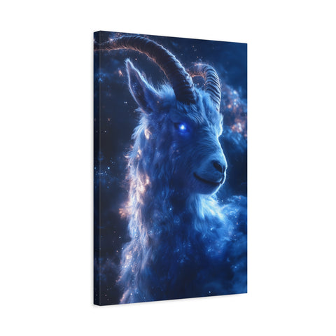 Cosmic Goat Canvas Art, Galactic Animal Decor, Wall Hanging for Home or Office, Unique Gift for Animal Lovers, Space Theme Art