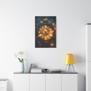 Ethereal Clock Canvas Wall Art, Timeless Décor, Night Sky Art, Galactic Home Décor