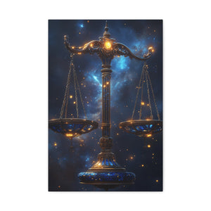 Cosmic Balance Canvas Art Print | Astrology Decor, Starry Wall Art, Home Decoration, Gift for Zodiac Lovers, Scales Artwork