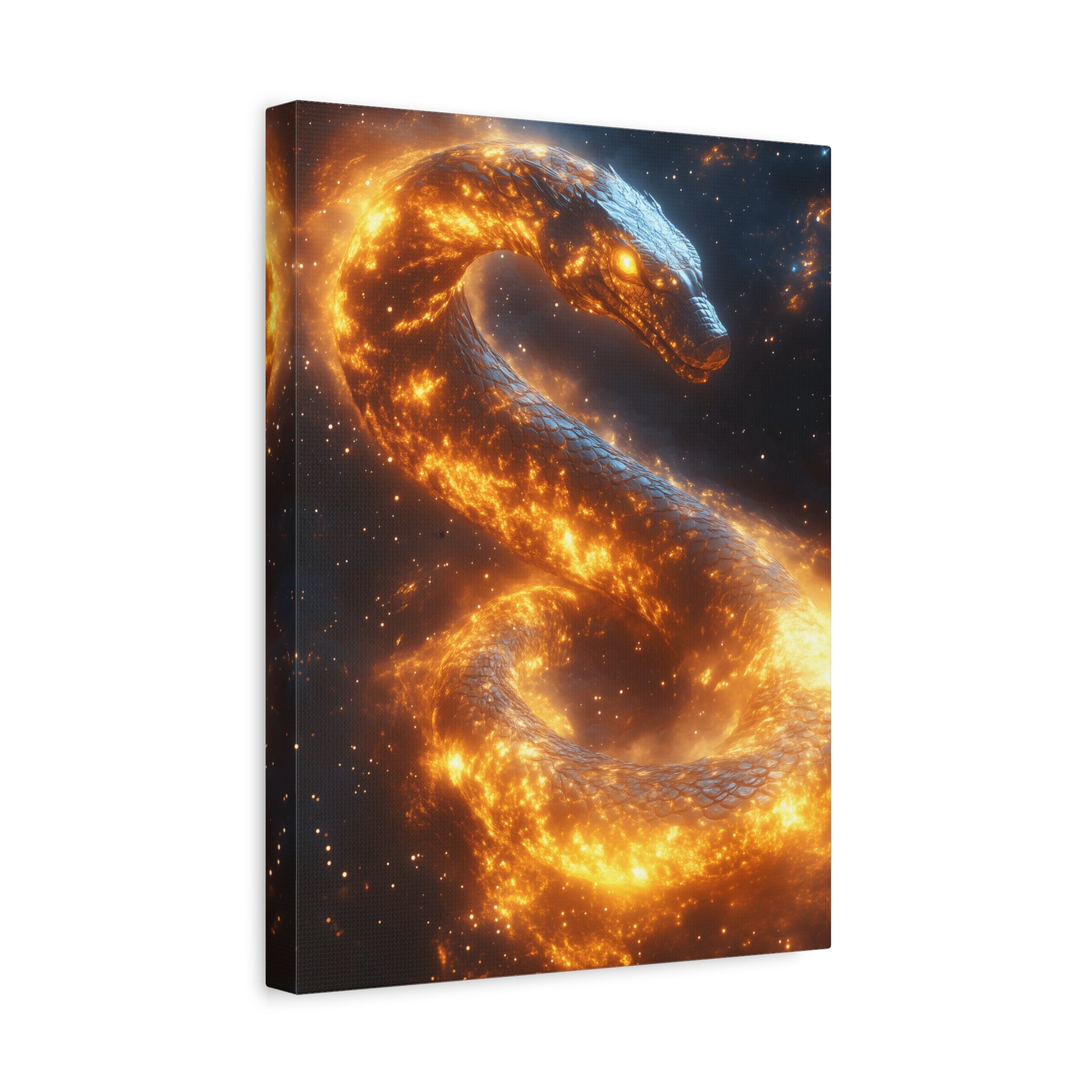 Canvas Wall Art: Fiery Serpent Design, Home Decor, Unique Gift, Fantasy Art, Living Room Wall Decor, Dragon Artwork