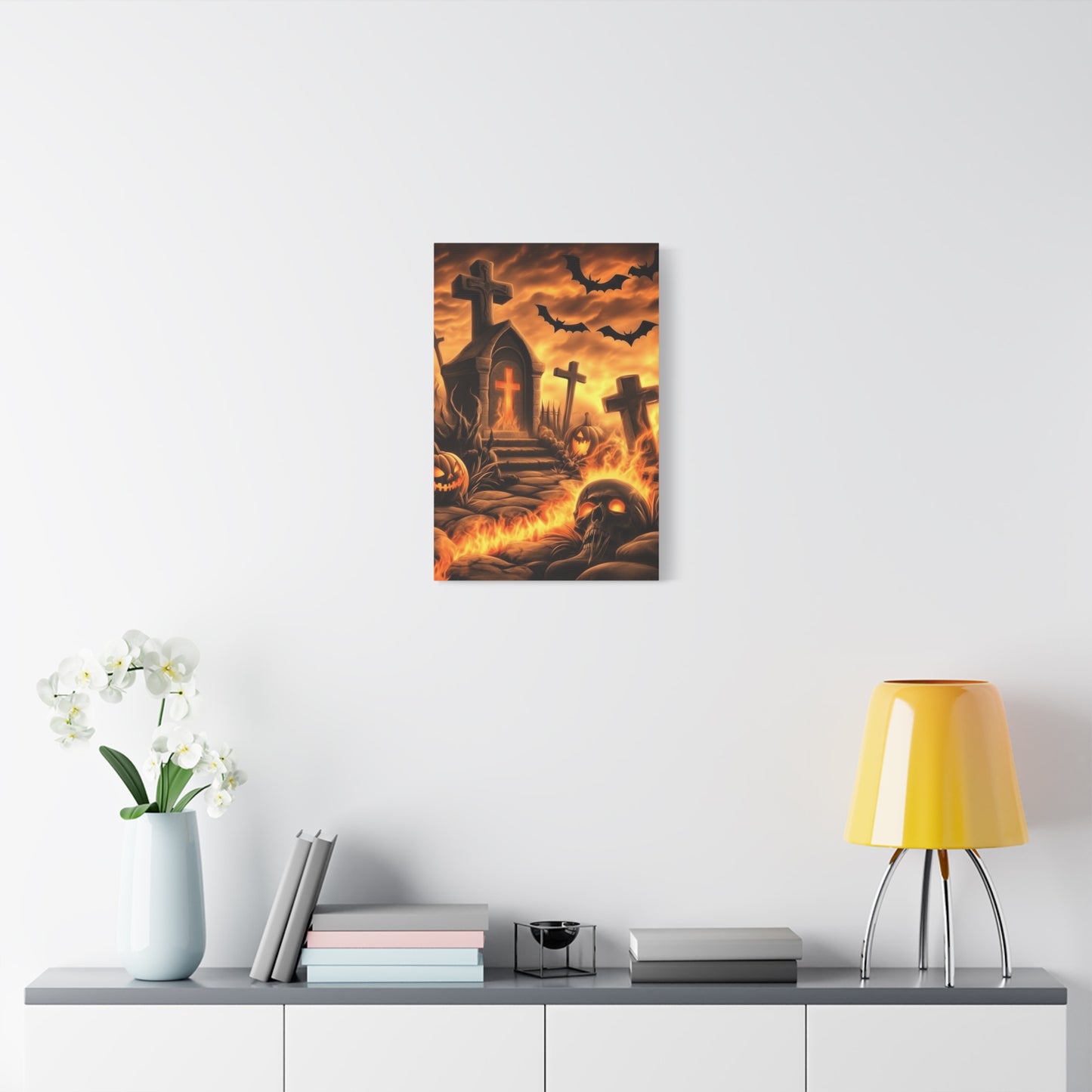 Gothic Halloween Art Print, Spooky Wall Decor, Haunted House Canvas, Autumn Home Decor, Gothic Artwork for Halloween