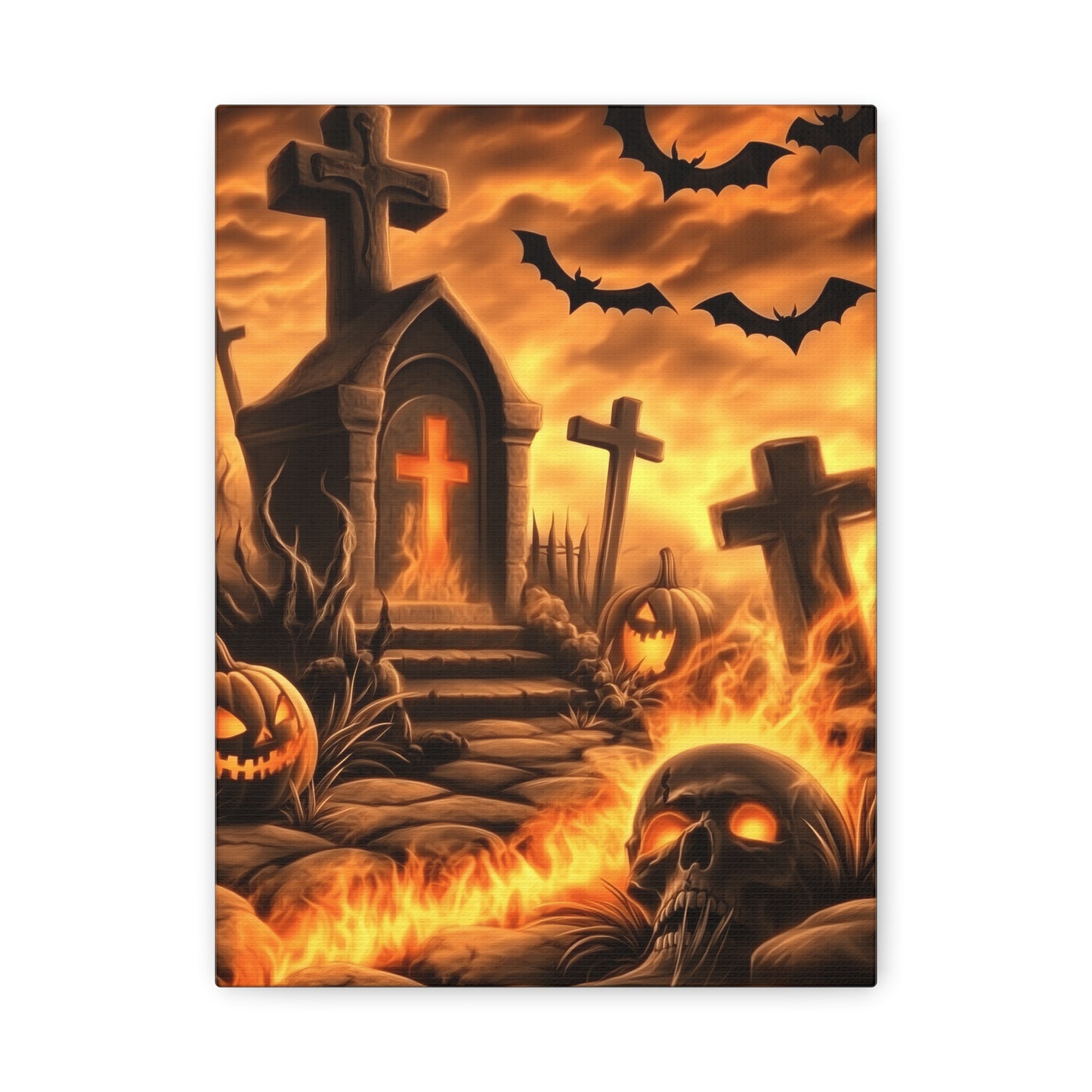 Gothic Halloween Art Print, Spooky Wall Decor, Haunted House Canvas, Autumn Home Decor, Gothic Artwork for Halloween