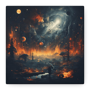 Cosmic Landscape Canvas Wall Art, Galaxy Decor, Space-Themed Home Decor, Starry Night Artwork