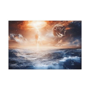 Stretched Canvas Art Print, Cosmic Waves, Space Decor, Modern Wall Art, Galactic Home Decor, Dreamy Ocean Art