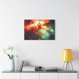 Cosmic Love Canvas Art, Celestial Couple Print, Space Wall Decor, Romantic Gift, Unique Home Artwork