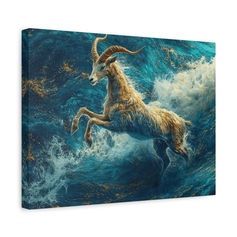 Leaping Goat Canvas Art, Water Splash Wall Décor, Farmhouse Decor, Nature Art, Goat Lover Gift, Animal Wall Hanging