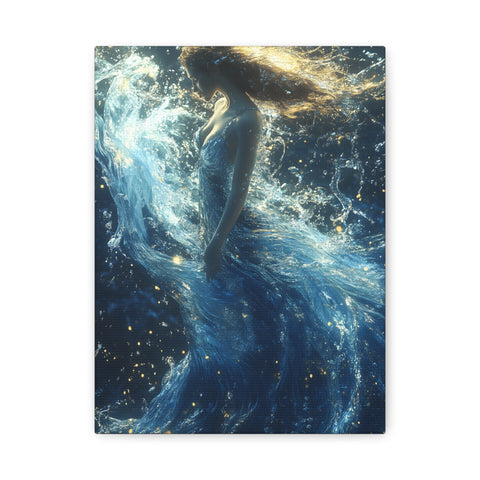 Canvas Wall Art - Mystical Water Goddess, Ethereal Decor for Home, Unique Gift for Art Lovers, Nautical Theme, Ocean Inspired