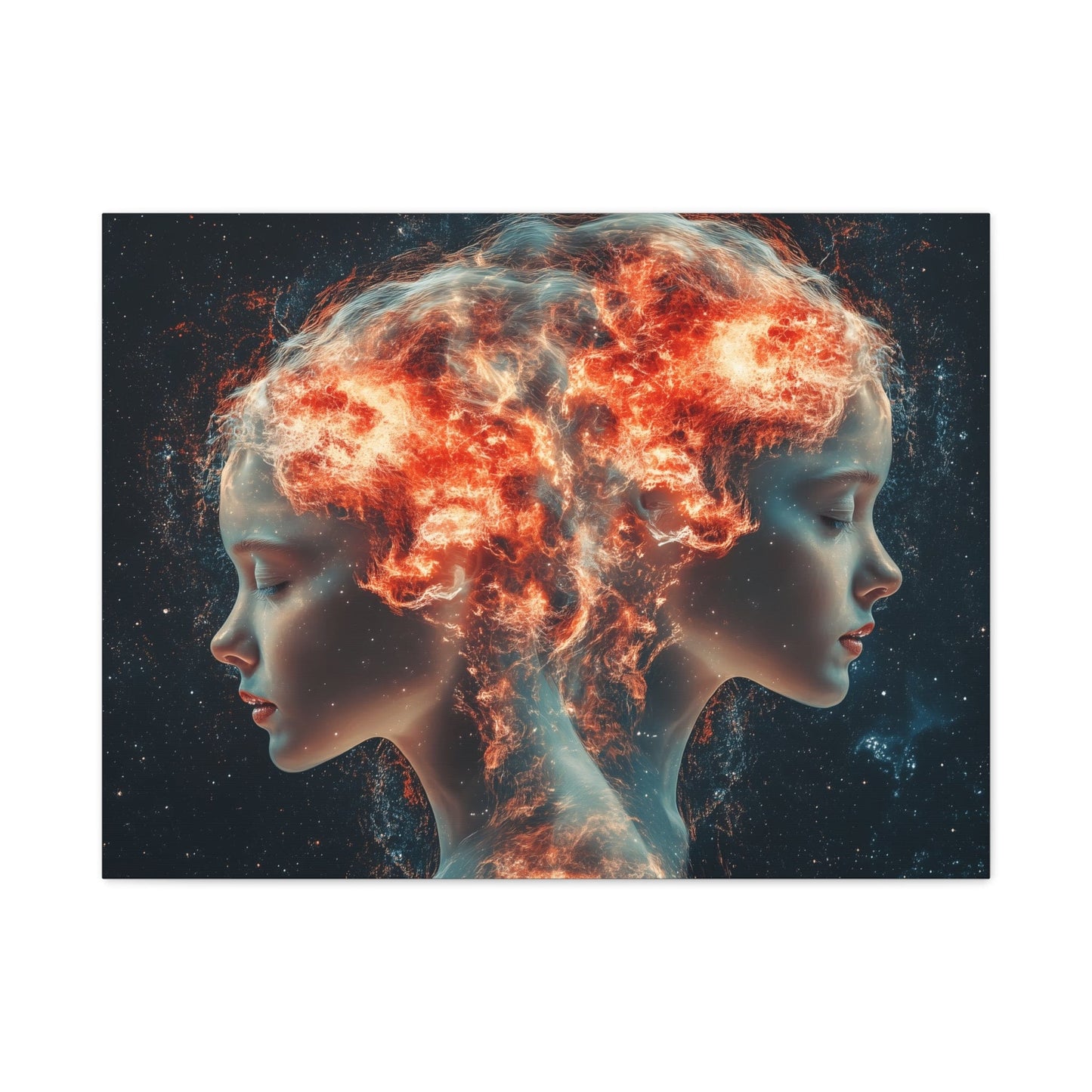 Celestial Portrait Canvas Art, Cosmic Wall Decor, Mystical Home Aesthetic, Gift for Art Lovers, Unique Space-Inspired Artwork