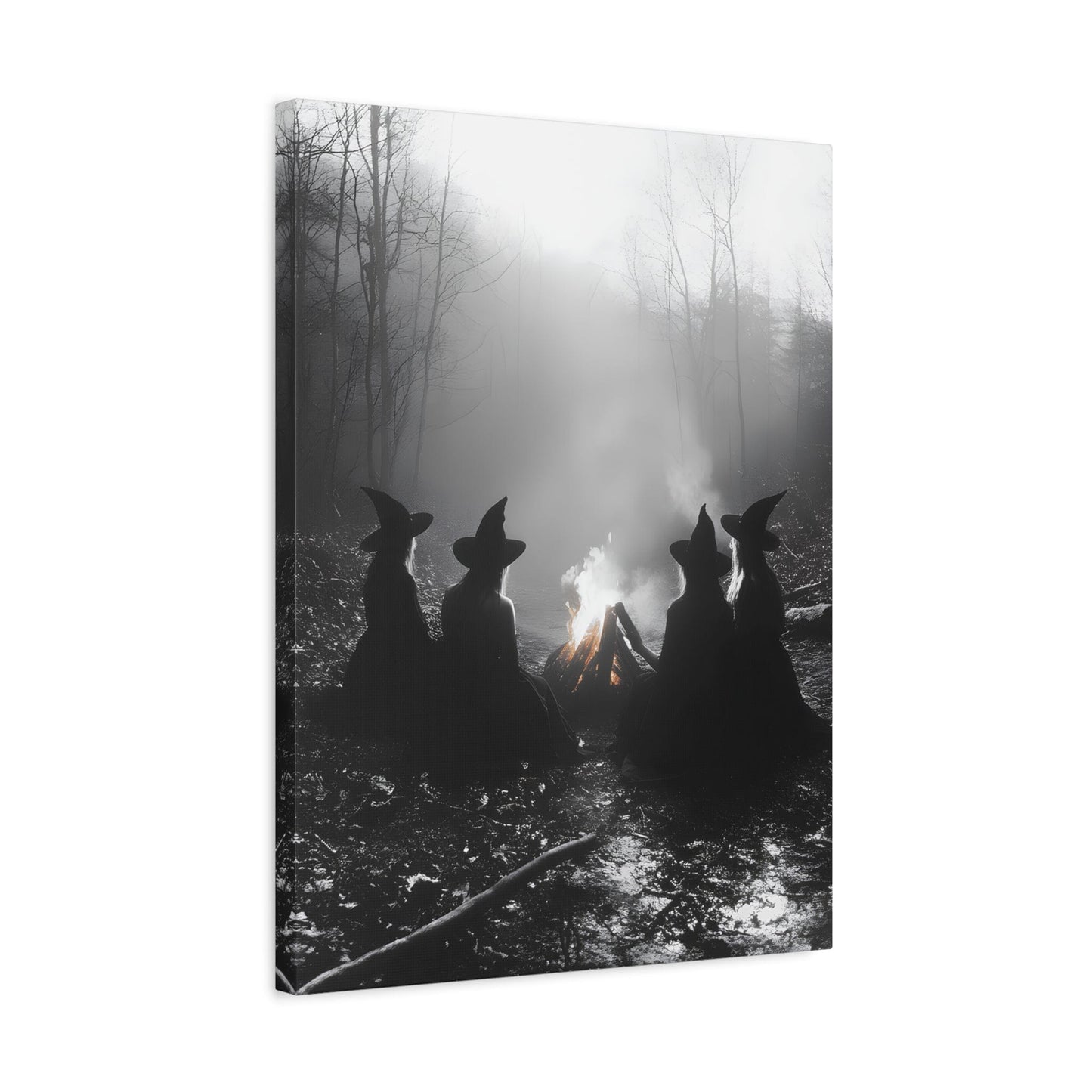 Mystical Witch Campfire Canvas Art, Boho Wall Décor, Halloween Home Décor, Witchy Aesthetic Art - BldyLcks Designs