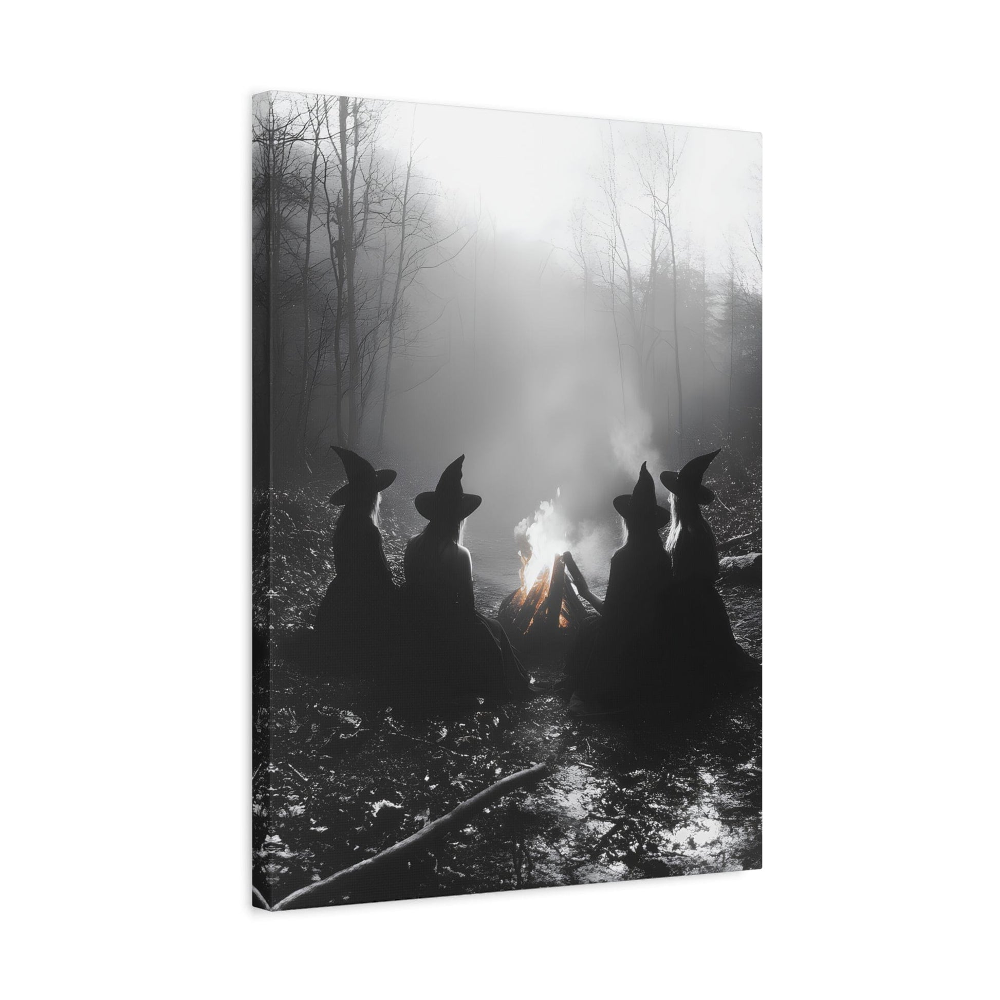 Mystical Witch Campfire Canvas Art, Boho Wall Décor, Halloween Home Décor, Witchy Aesthetic Art - BldyLcks Designs