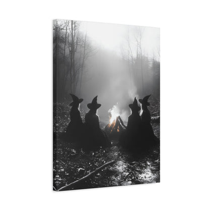 Mystical Witch Campfire Canvas Art, Boho Wall Décor, Halloween Home Décor, Witchy Aesthetic Art - BldyLcks Designs